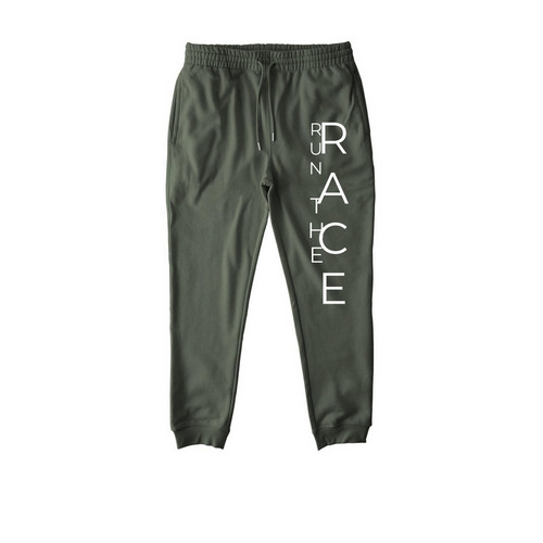 Run the race, a Khaki Green Stanley/Stella Unisex Flyer Jogger