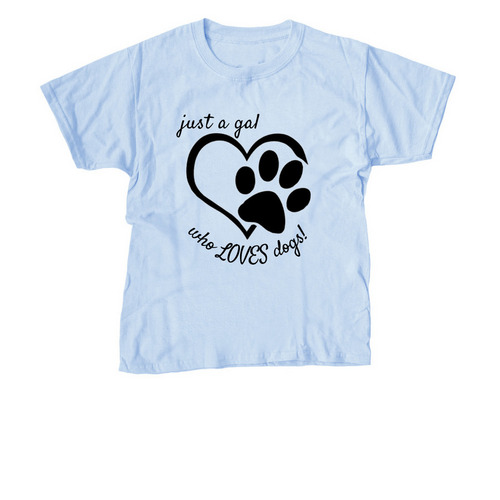 just a gal who LOVES dogs!, a Light Blue Youth Unisex Tee