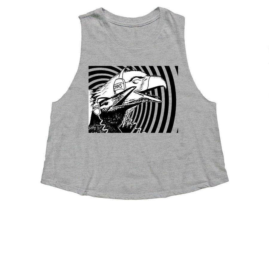 KHNS Eagle and Raven&nbsp;&nbsp;, a Athletic Heather Women's Cropped Racerback Tank