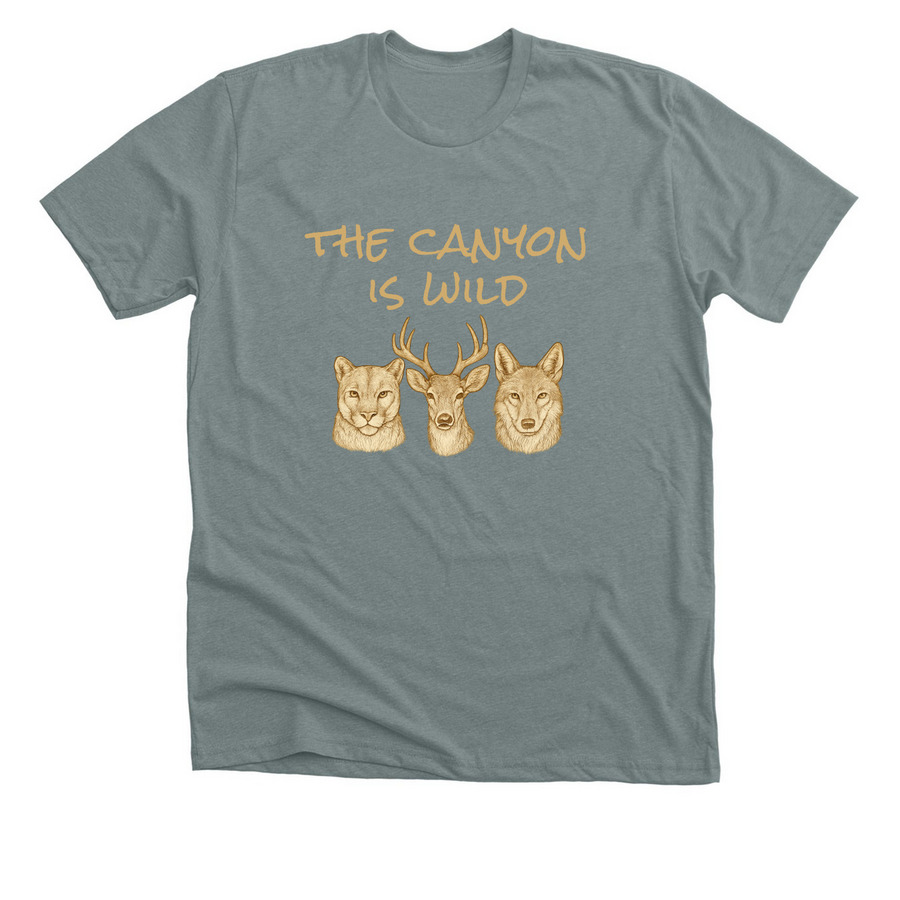 The Canyon Is Wild, a Heather Blue Storm Premium Unisex Tee