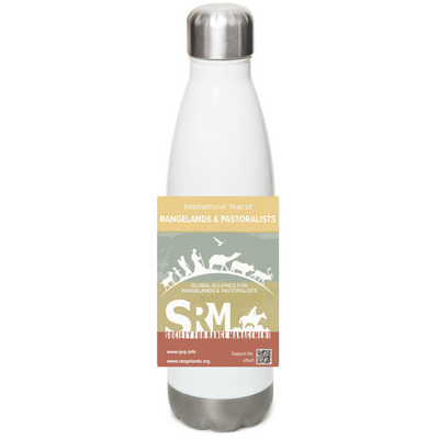 Supporting Rangelands & Pastoralists!, a White Stainless Steel Water Bottle