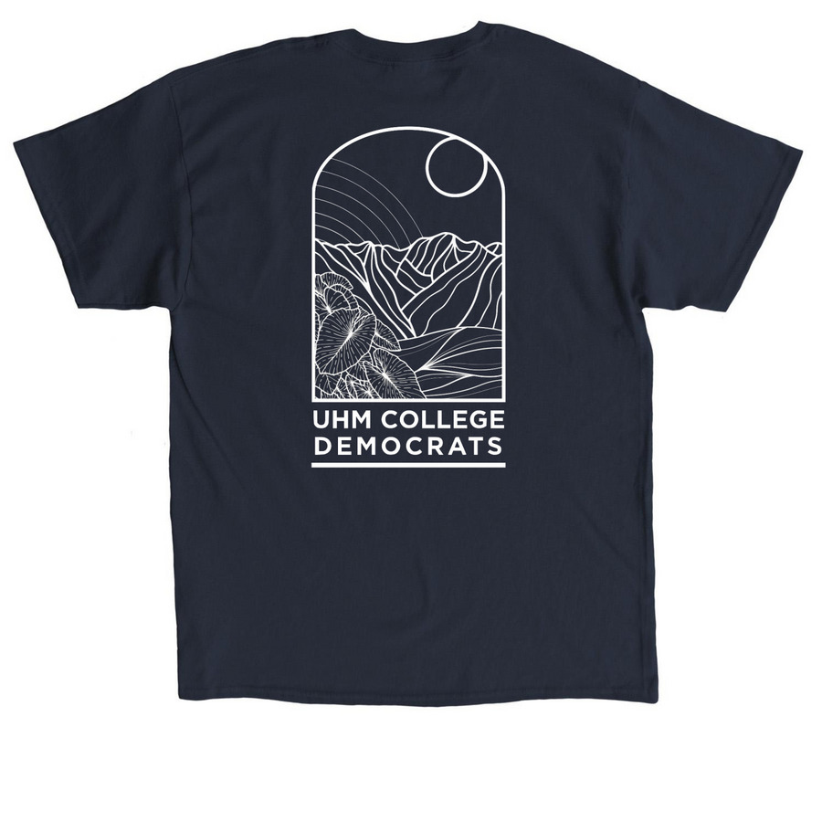 UHM College Dems Logo Tee, a Navy Classic Unisex Tee (back-view)