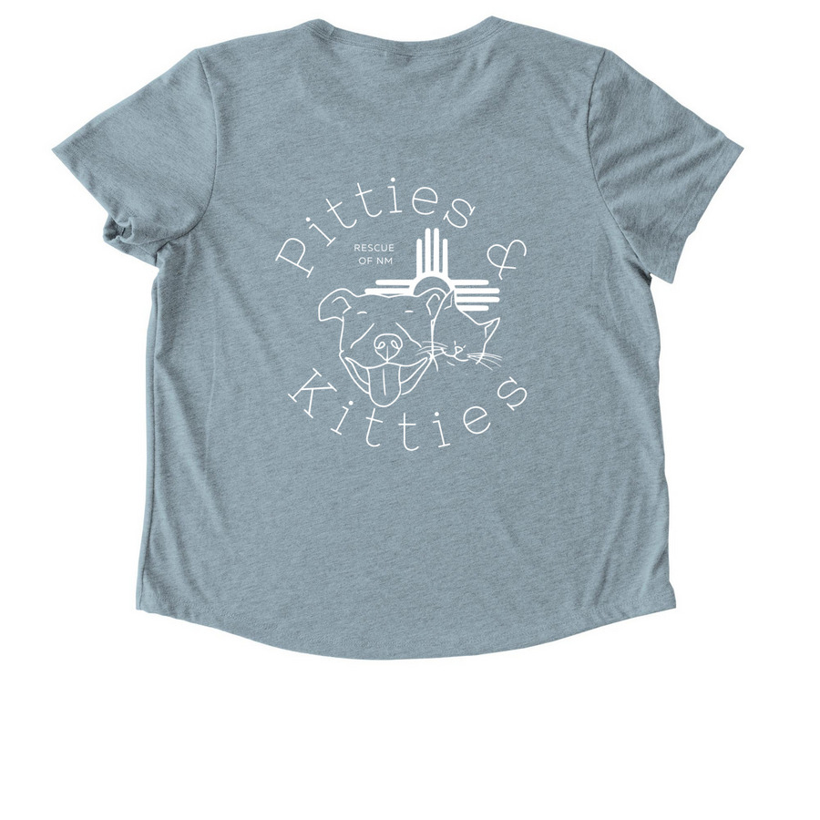 Pitties and Kitties Merch, a I Like You Blue Allmade Eco Triblend Women?s Scoop Neck Tee (back-view)