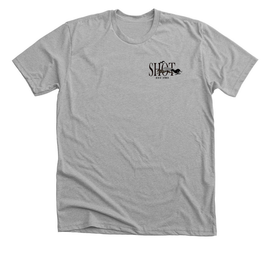 Black and White Vintage Logo, a Athletic Heather Premium Unisex Tee