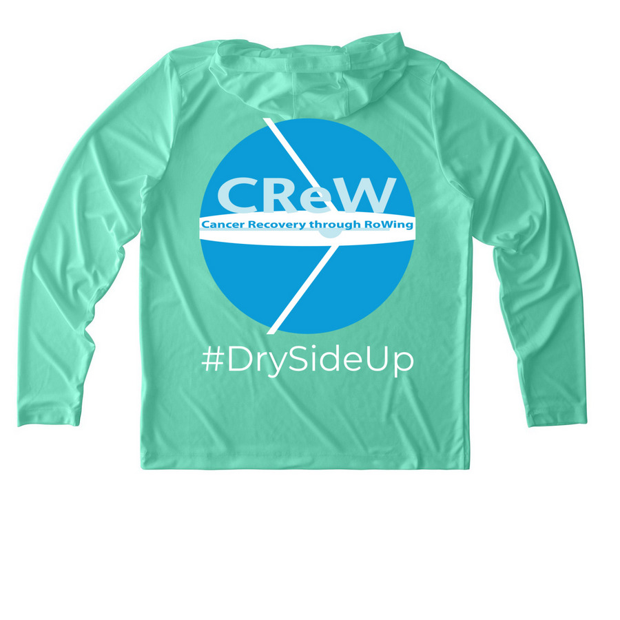 UVRF CReW - Performance & UV, a Bright Seafoam UV Performance Long Sleeve Hoodie (back-view)