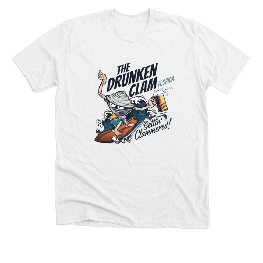 The Drunken Clam, a Solid White Blend Premium Unisex Tee