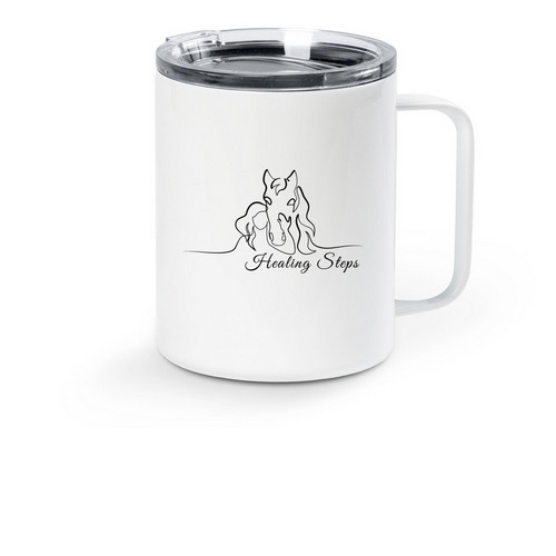 Travel Mug, a White Stainless Steel Travel Mug