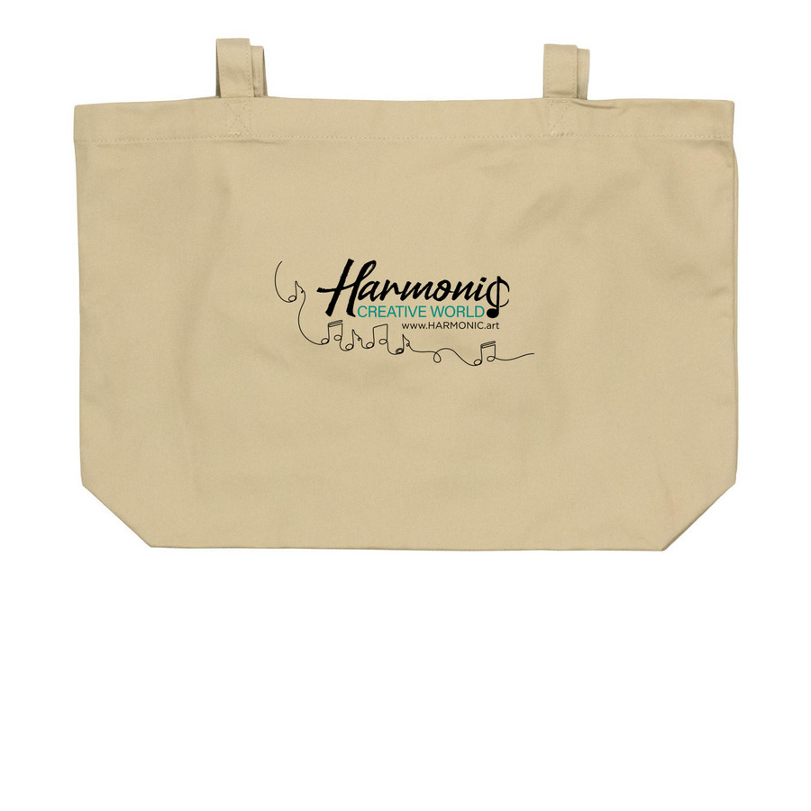 HARMONIC NOTES, a Oyster Large Organic Cotton Tote Bag