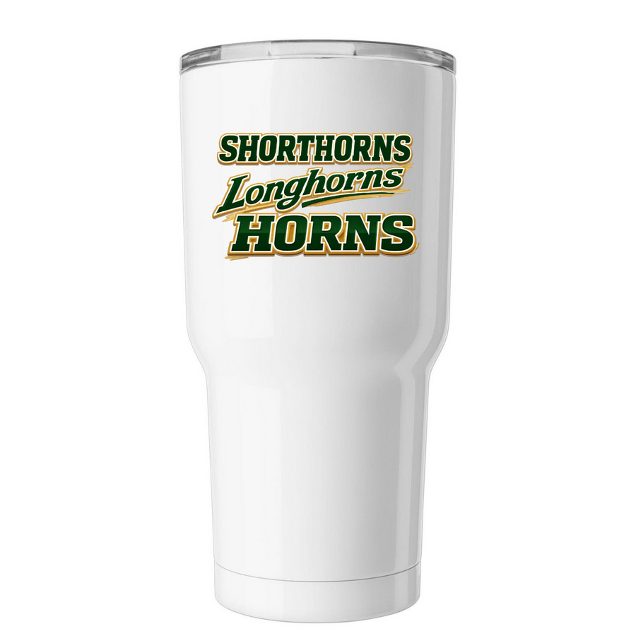 All Horns. All Spirit. Tumbler 30oz, a White Insulated Tumbler
