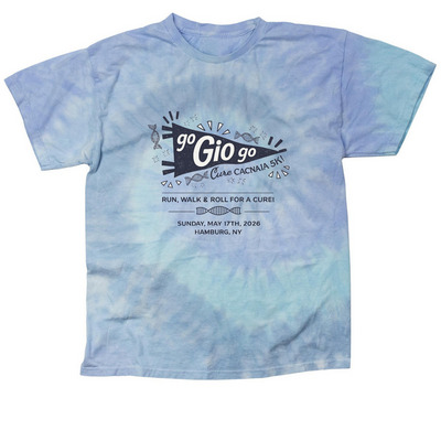 Go Gio Go! 2026 CACNA1A 5K, a Lagoon Classic Tie Dye Tee
