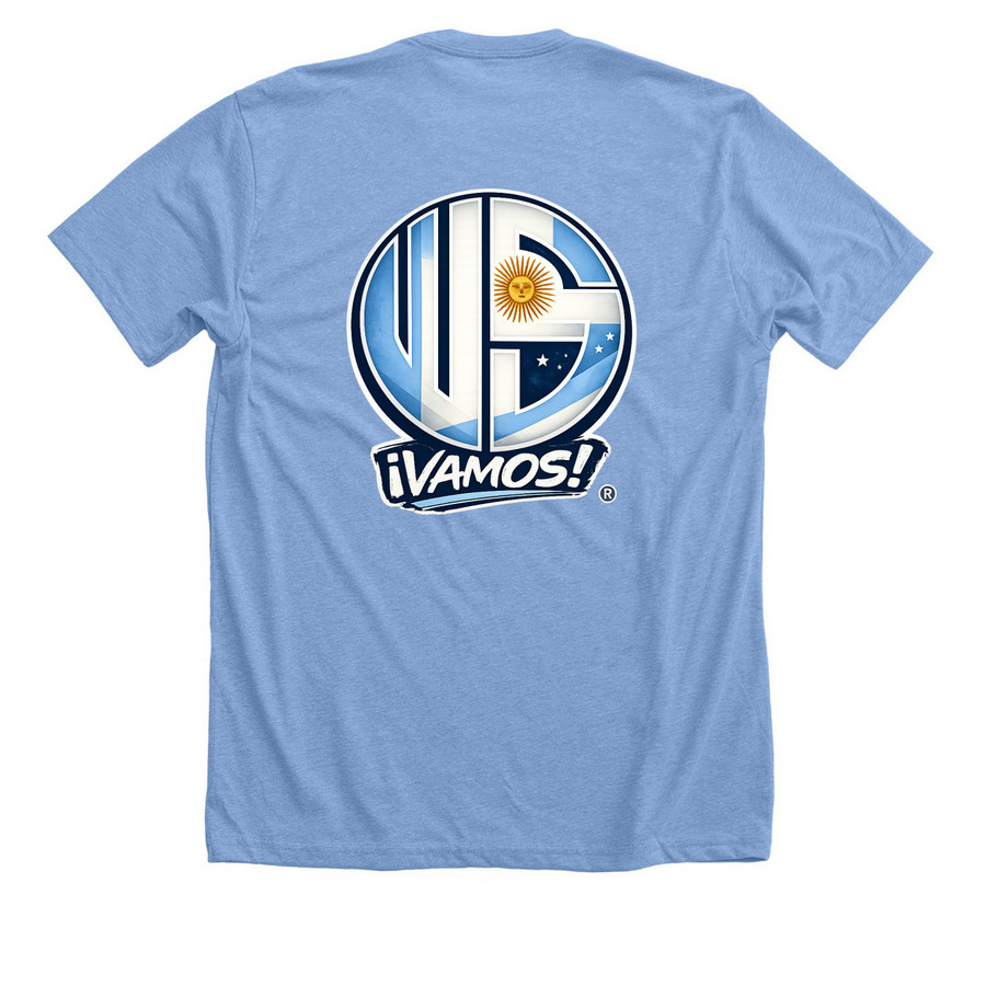 World Cup - Argentina, a Heather Carolina Blue Premium Unisex Tee (back-view)