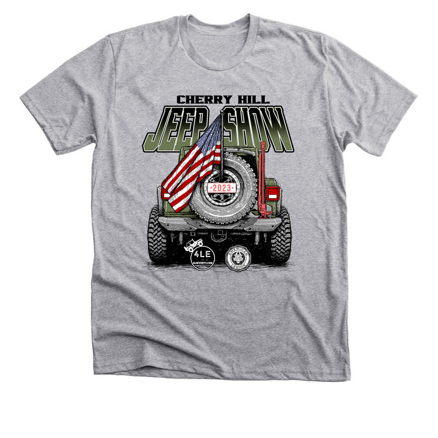 3rd Annual Cherry Hill Jeep Show-Front, a Athletic Heather Premium Unisex Tee