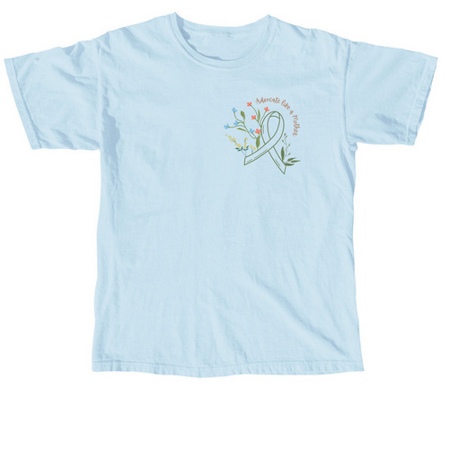 Advocate like a Mother - Floral Ribbon END NF, a Chambray Comfort Colors Unisex Tee