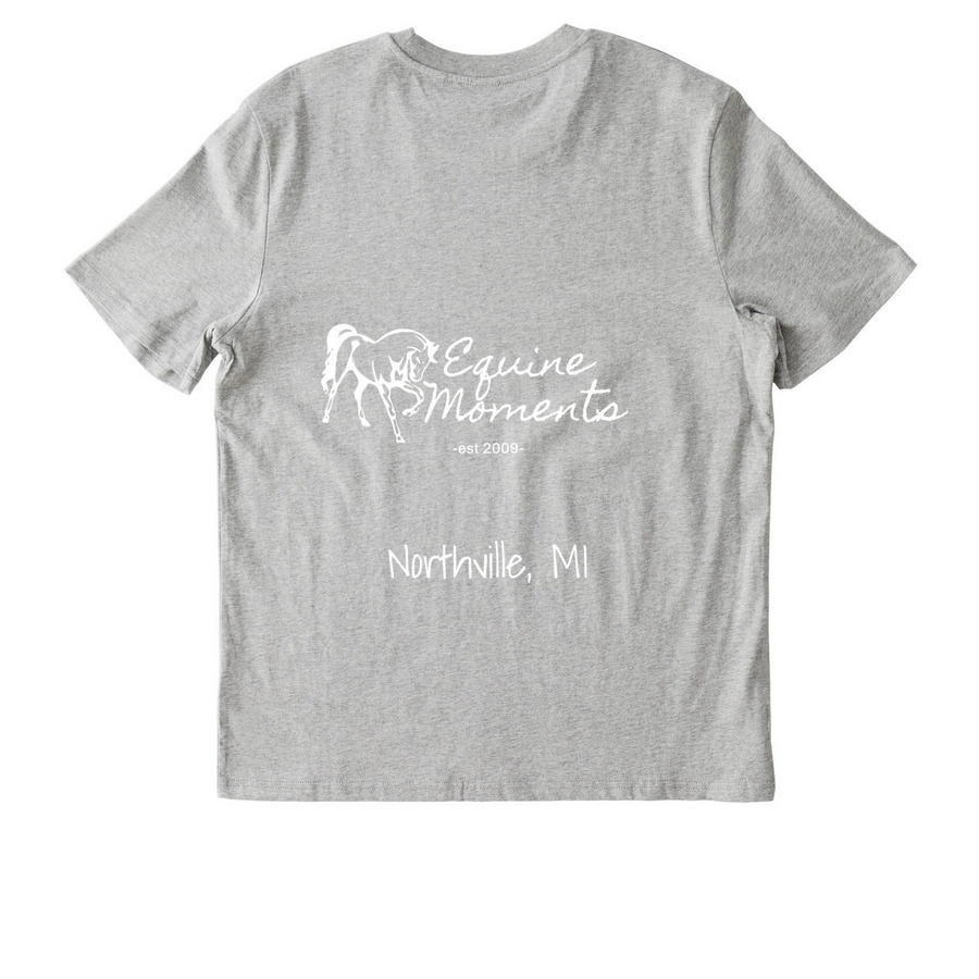 Equine Moments Script&nbsp;, a Cool Heather Grey Stanley/Stella Unisex Creator 2.0 Tee (back-view)