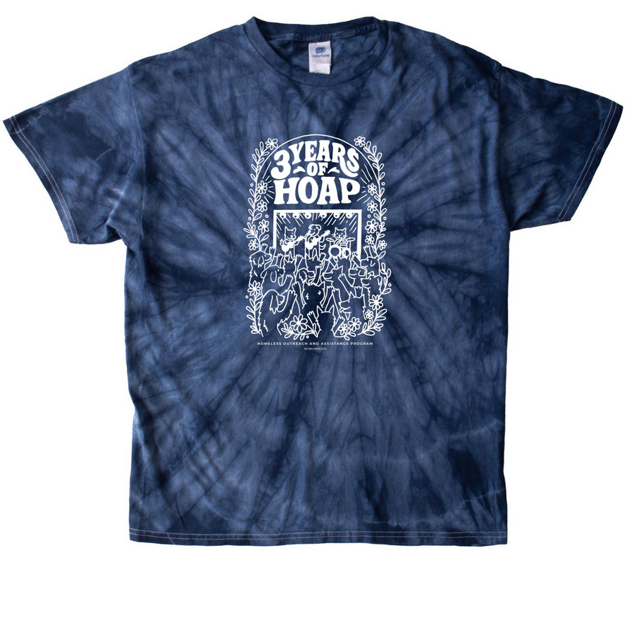 HOAP 3 Yr Anniversary Merch (White Logo), a Navy Classic Tie Dye Tee