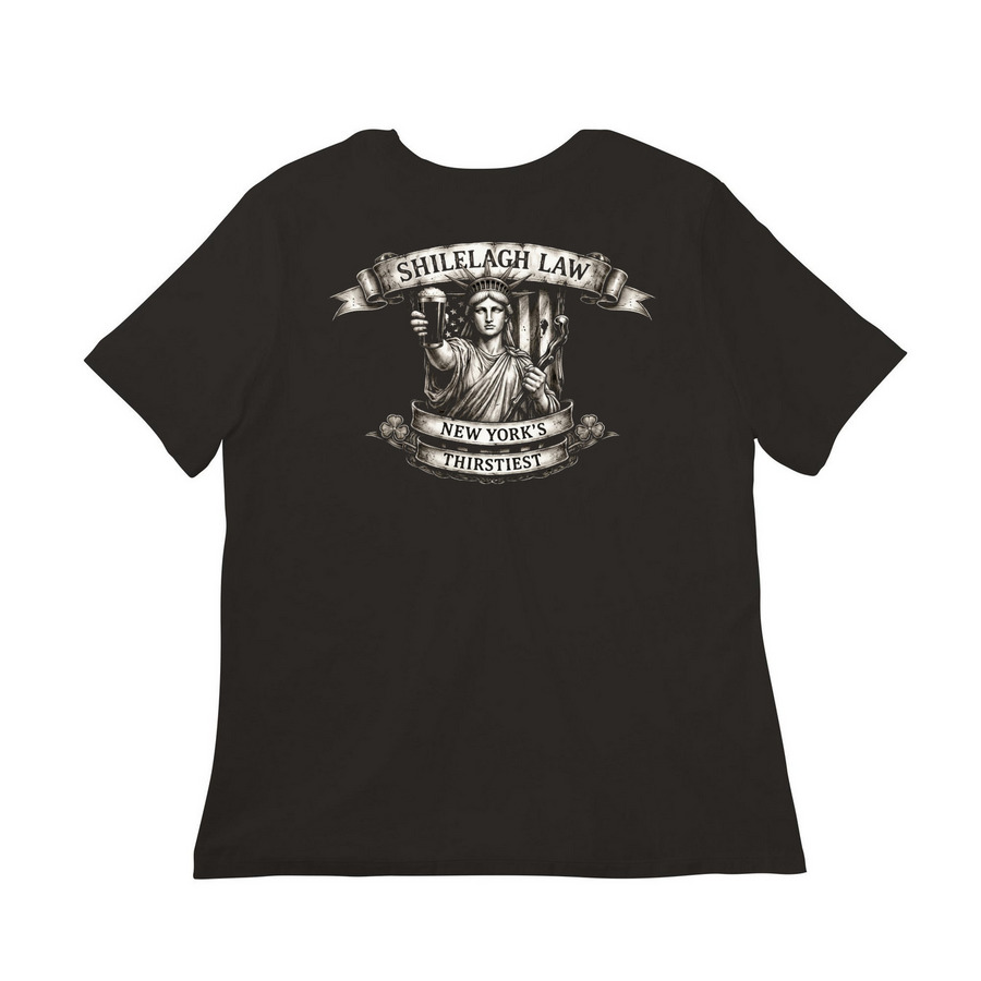 2026 SLNY "CHEERS" BLACK TEE, a Black Women?s Relaxed Cotton Tee (back-view)