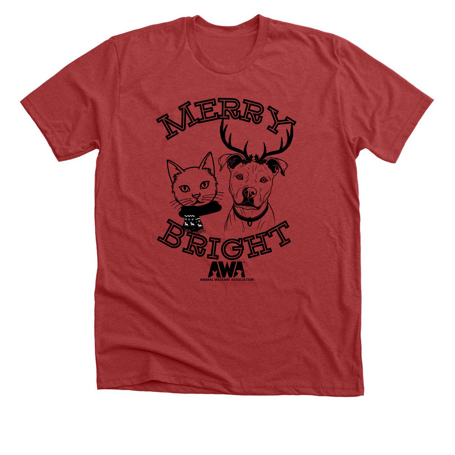 Merry & Bright Outline, a Heather Canvas Red Premium Unisex Tee