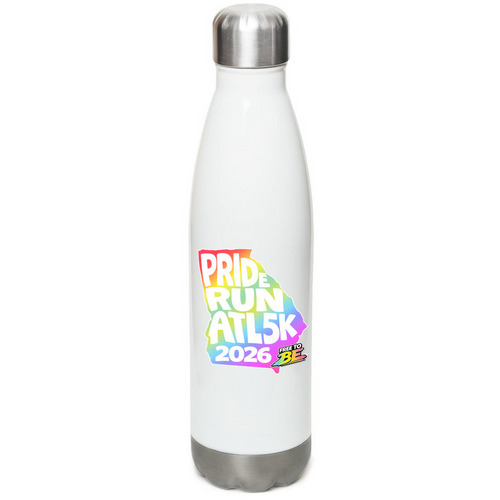 Pride Run Water Bottle, a White Stainless Steel Water Bottle