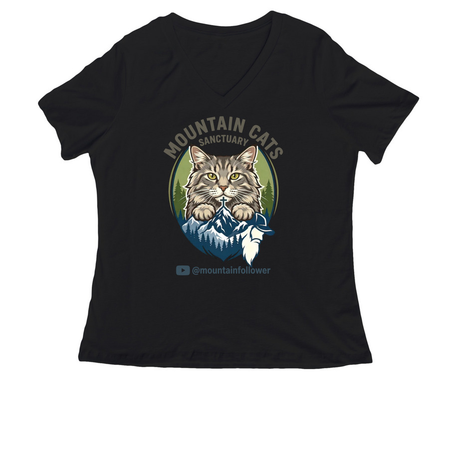 Mountain Cats Sanctuary&nbsp;, a Black Women's Relaxed V-Neck Tee