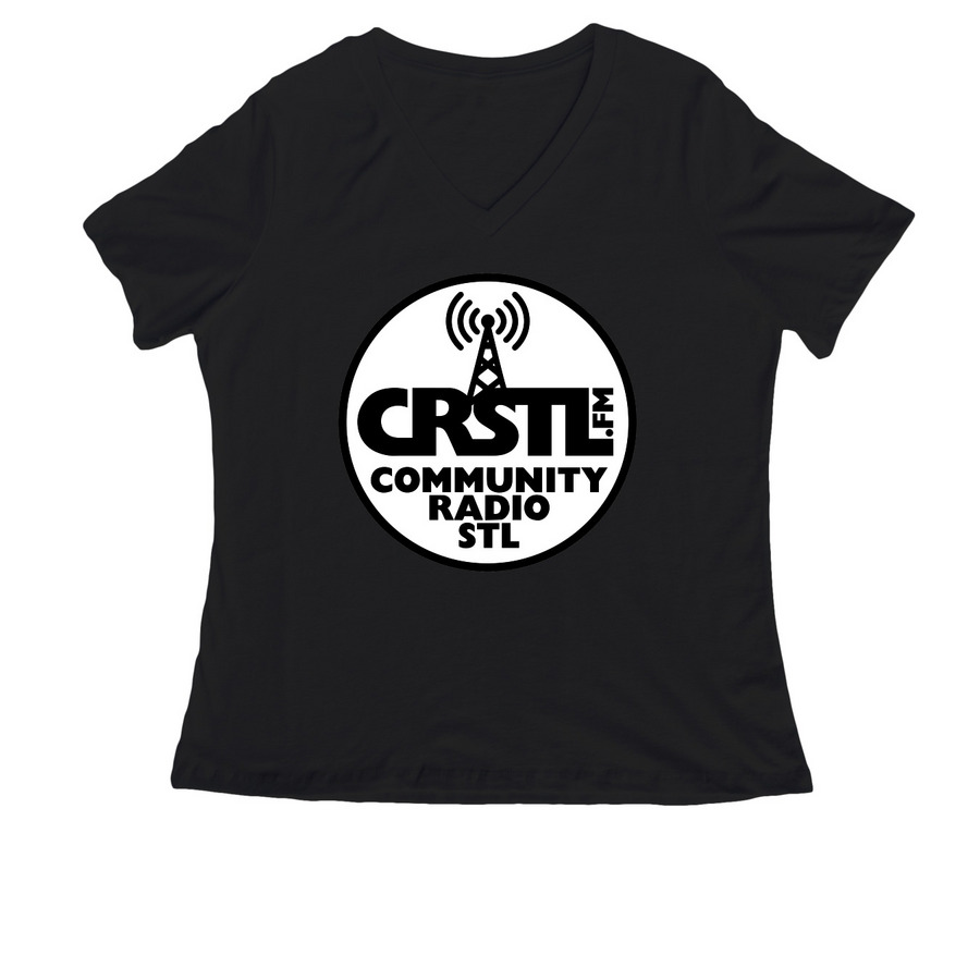 CR STL Logo Shirts, a Black Women's Relaxed V-Neck Tee