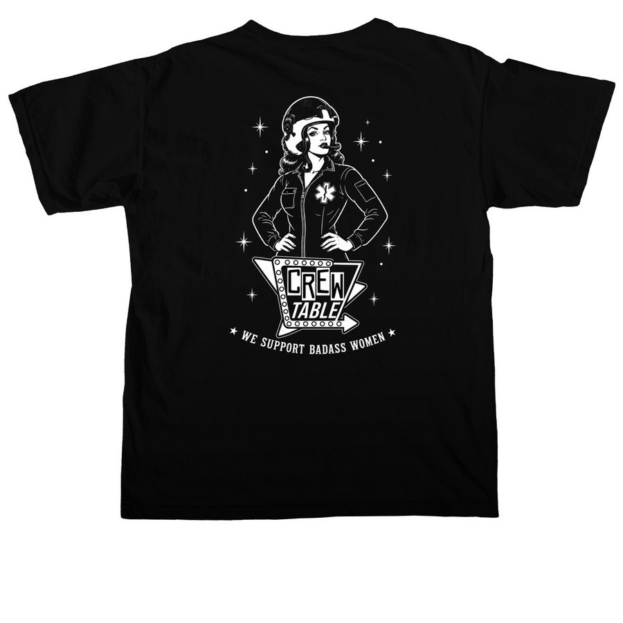 We Support Badass Women, a Black Comfort Colors Unisex Tee (back-view)