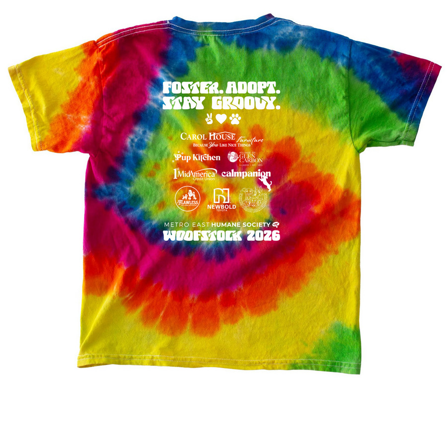Woofstock 2026 Tie Dye Tee, a Moondance Youth Tie Dye Tee (back-view)