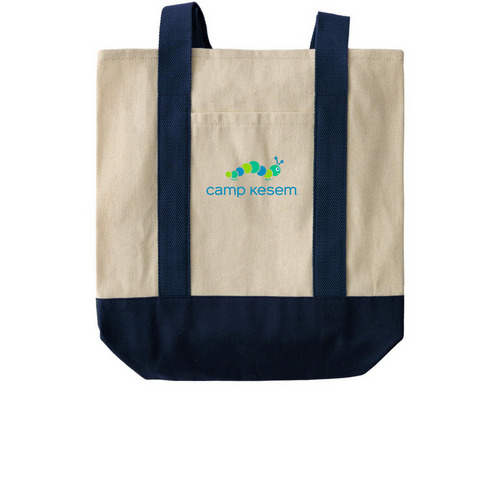 Kesem Tote!, a Natural/Navy Two-Tone Grocery Tote Bag