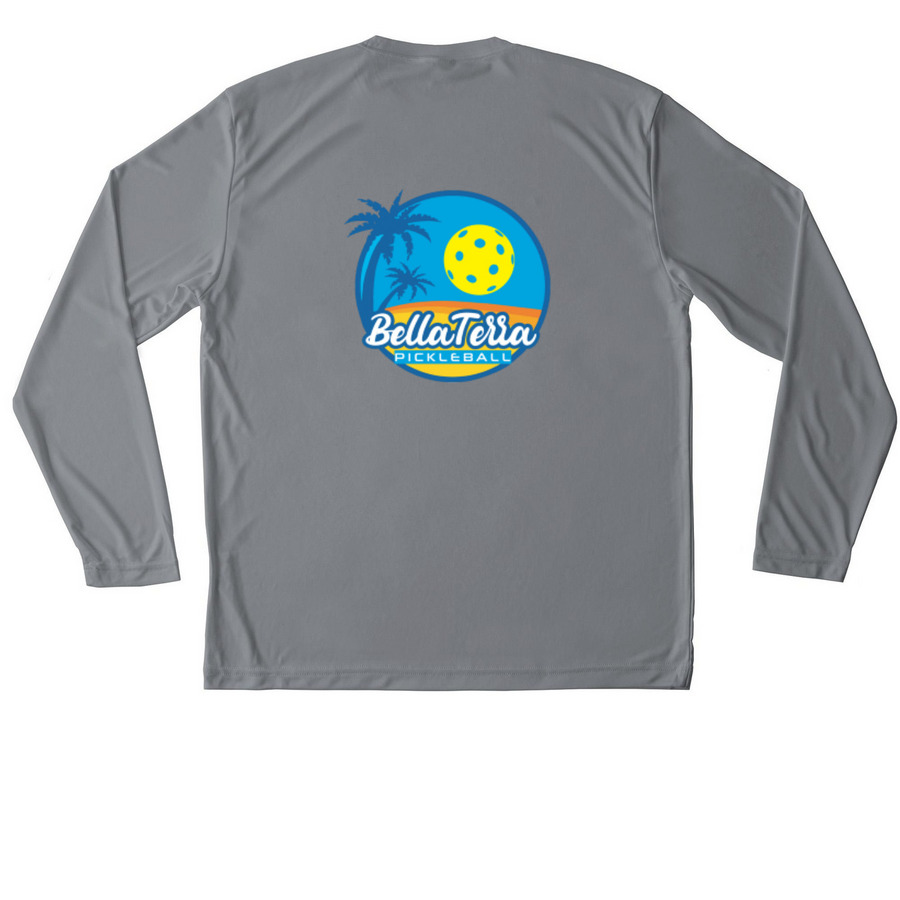 BT Long Sleeve Shirt ?, a Grey Concrete Unisex Performance Long Sleeve Tee (back-view)