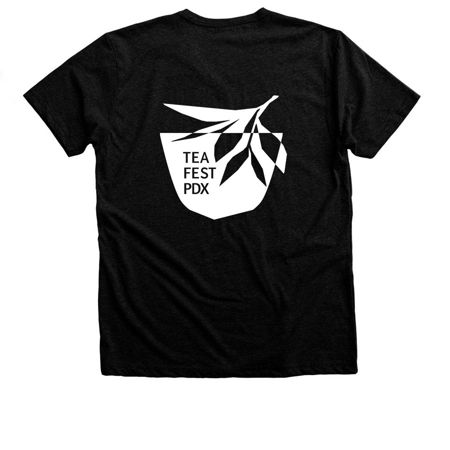 TeaFestPDX 2026 - Direct Shipping, a Black Heather Premium Unisex Tee (back-view)