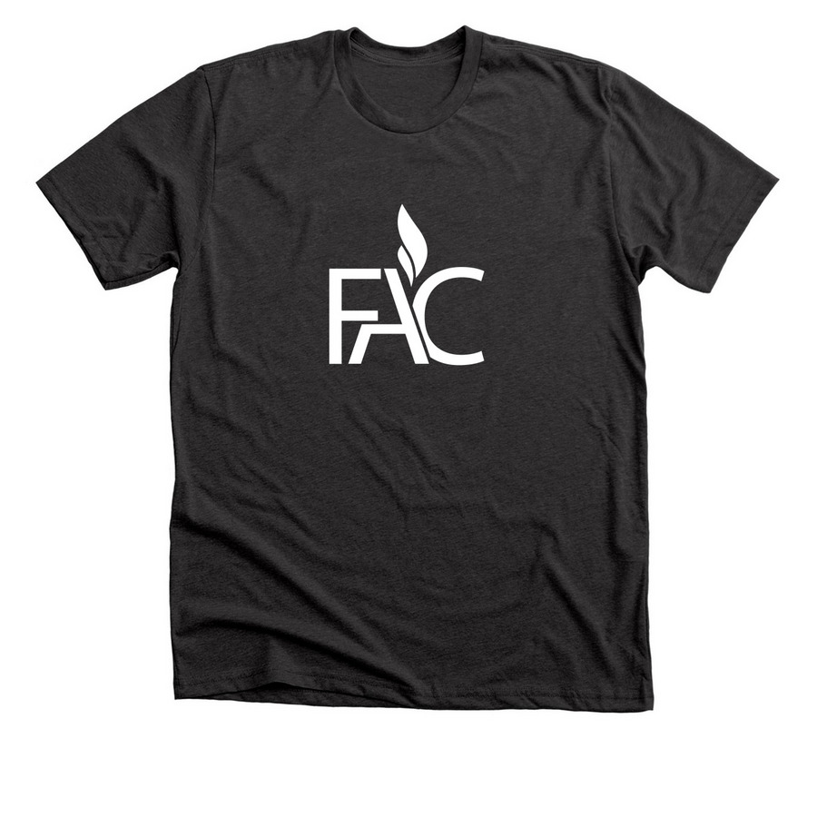 FAC White Front Logo, a Dark Grey Heather Premium Unisex Tee