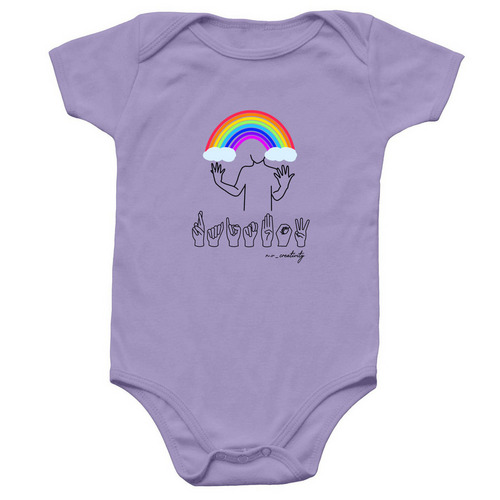 ILY (White Emoji with ILY ASL, Onesie), a Lavender Infant Onesie