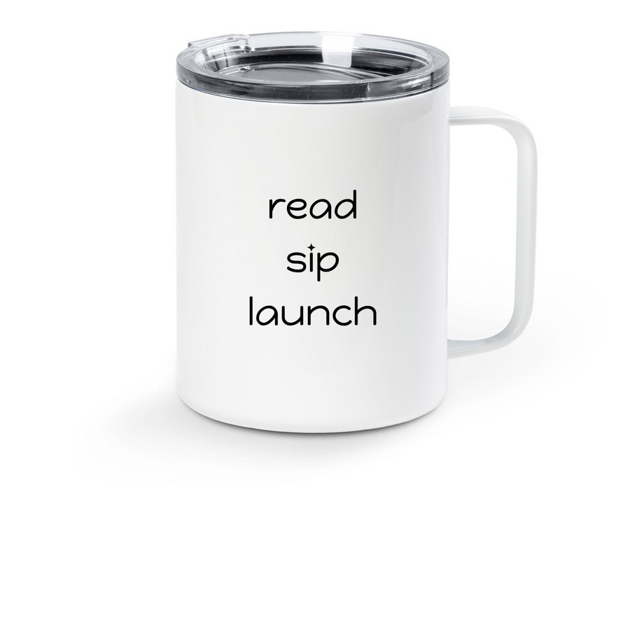 Traveler Mug, a White Stainless Steel Travel Mug