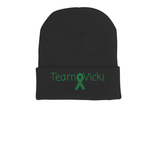 Team Vicki beanie, a Black Printed Cuffed Beanie
