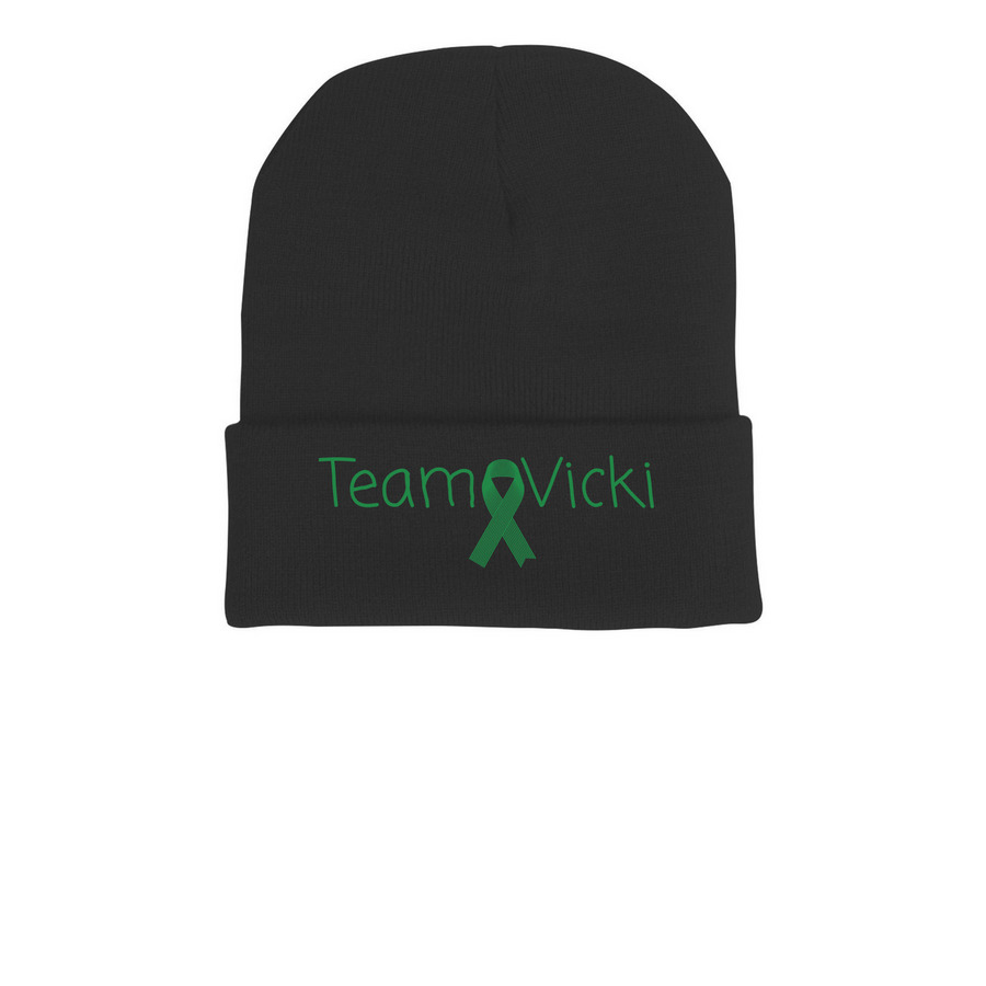 Team Vicki beanie, a Black Printed Cuffed Beanie