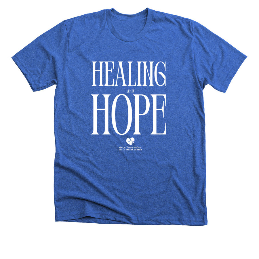 WHITE - Healing and Hope, a Heather True Royal Premium Unisex Tee