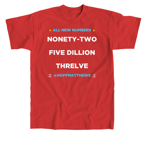 "All New Numbers" T-Shirt, a Red Union Made Unisex Tee