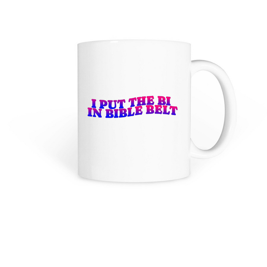 I PUT THE BI IN BIBLE BELT COFFEE MUG, a White Coffee Mug