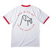 The "RUN WITH ME" Tee, a White/ Red Cotton Ringer Tee (back-view)