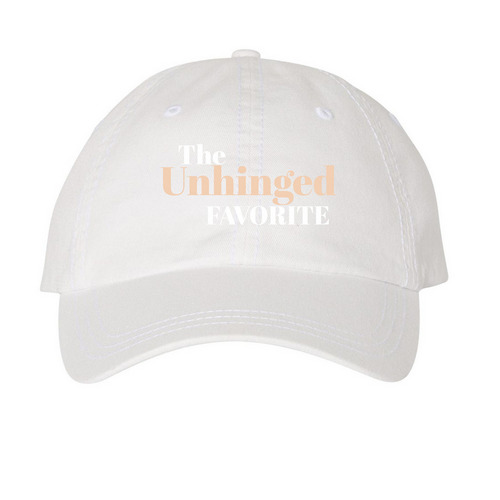 The Unhinged Fav Bucket&nbsp;, a White Printed Pigment Dye Baseball Cap