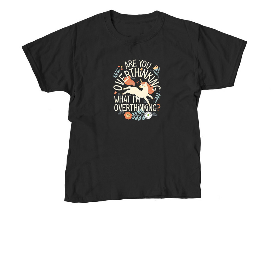 Overthinking unicorns 2, a Black Youth Unisex Tee