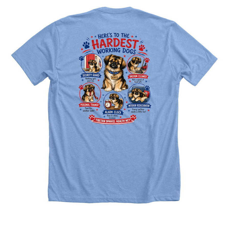 Tibbies Celebrate Labor Day, a Heather Carolina Blue Premium Unisex Tee (back-view)