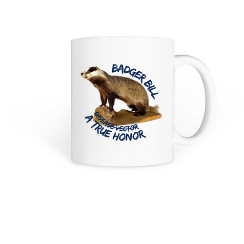 Badger Bill Mug, a White Coffee Mug