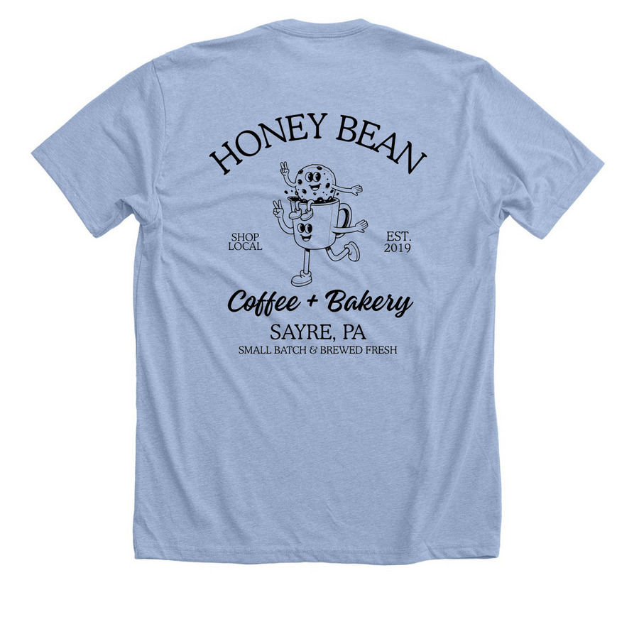 Chip & Latte Collection, a Heather Baby Blue Premium Unisex Tee (back-view)