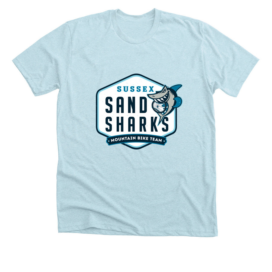 Sussex Sand Sharks!!, a Heather Ice Blue Premium Unisex Tee