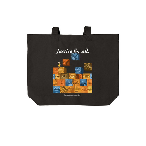 Justice for All Tote Bag, a Deep Black Cotton Canvas Tote Bag
