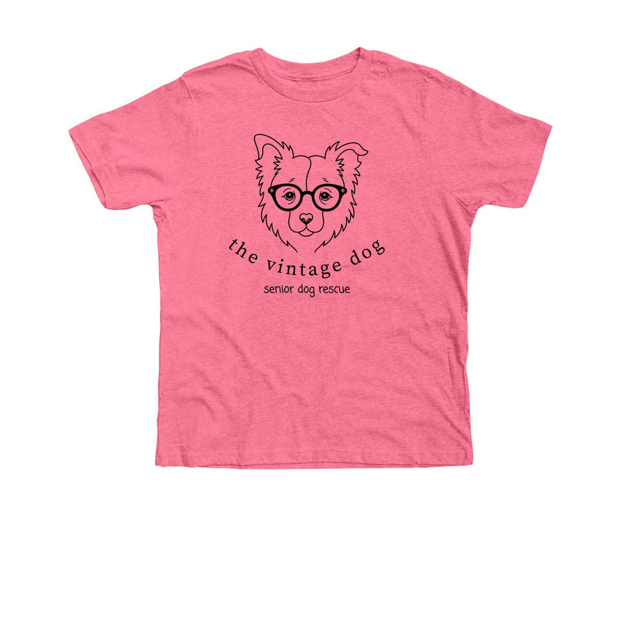 The Vintage Dog YOUTH Logo, a Neon Pink Premium Youth Tee