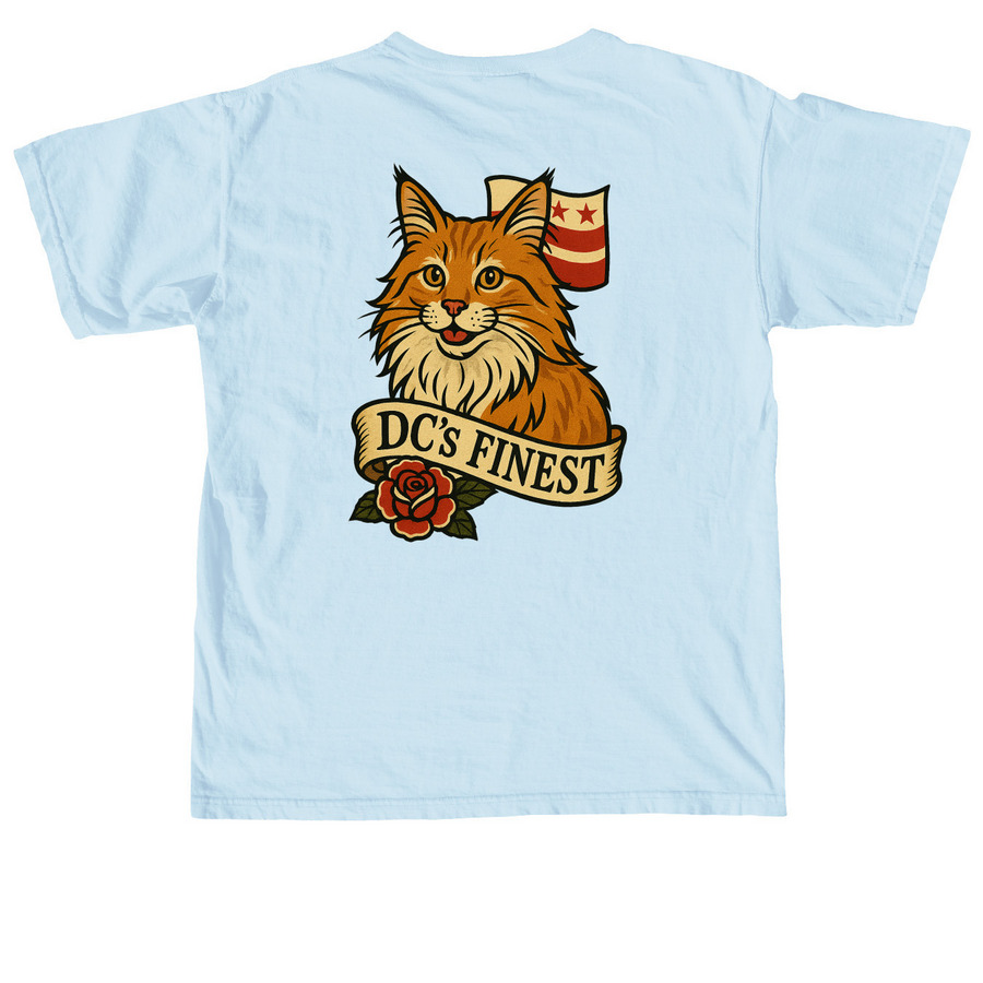 DC's Finest Cat, benefiting HRA, a Chambray Comfort Colors Unisex Tee (back-view)