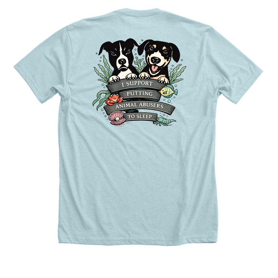 Sebastian & Flounder- 2026 Version, a Heather Ice Blue Premium Unisex Tee (back-view)