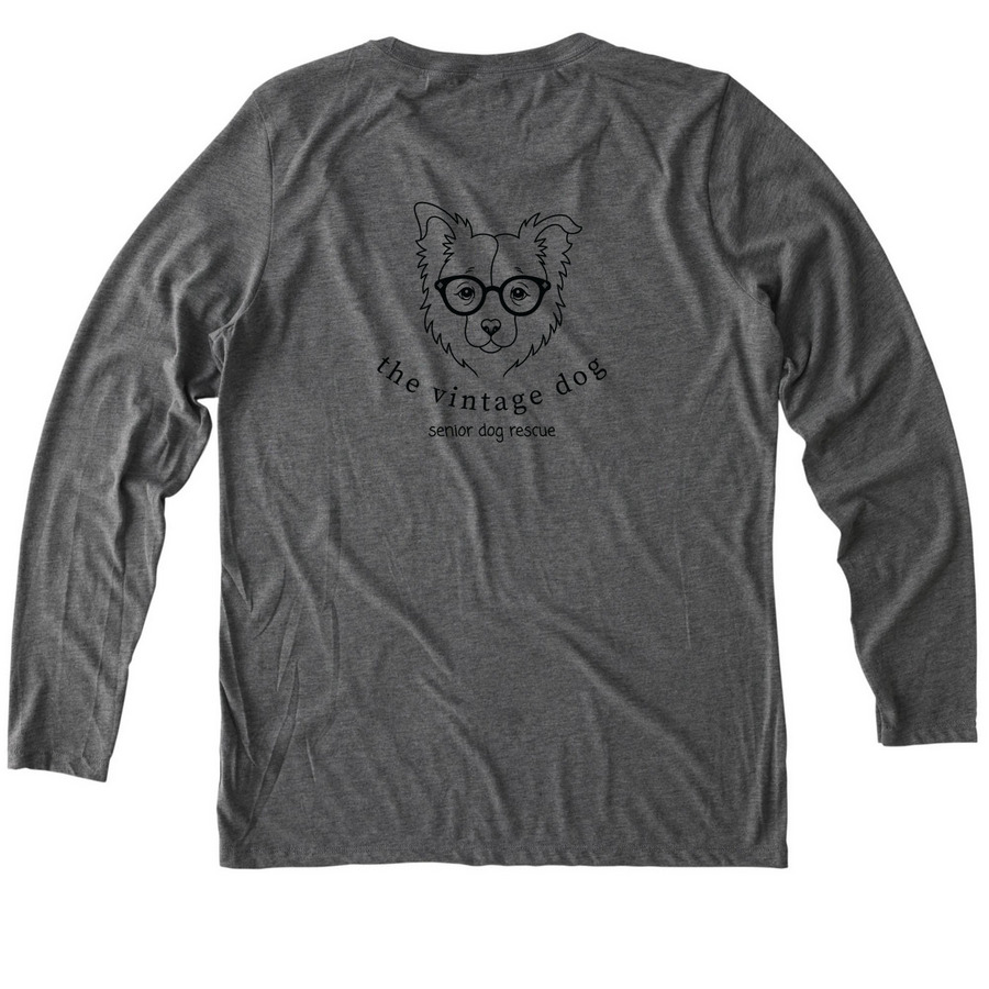 It's a BEAUTIFUL DAY to save SENIOR DOGS, a Aluminum Grey Allmade Eco Triblend Women?s Long Sleeve Tee (back-view)
