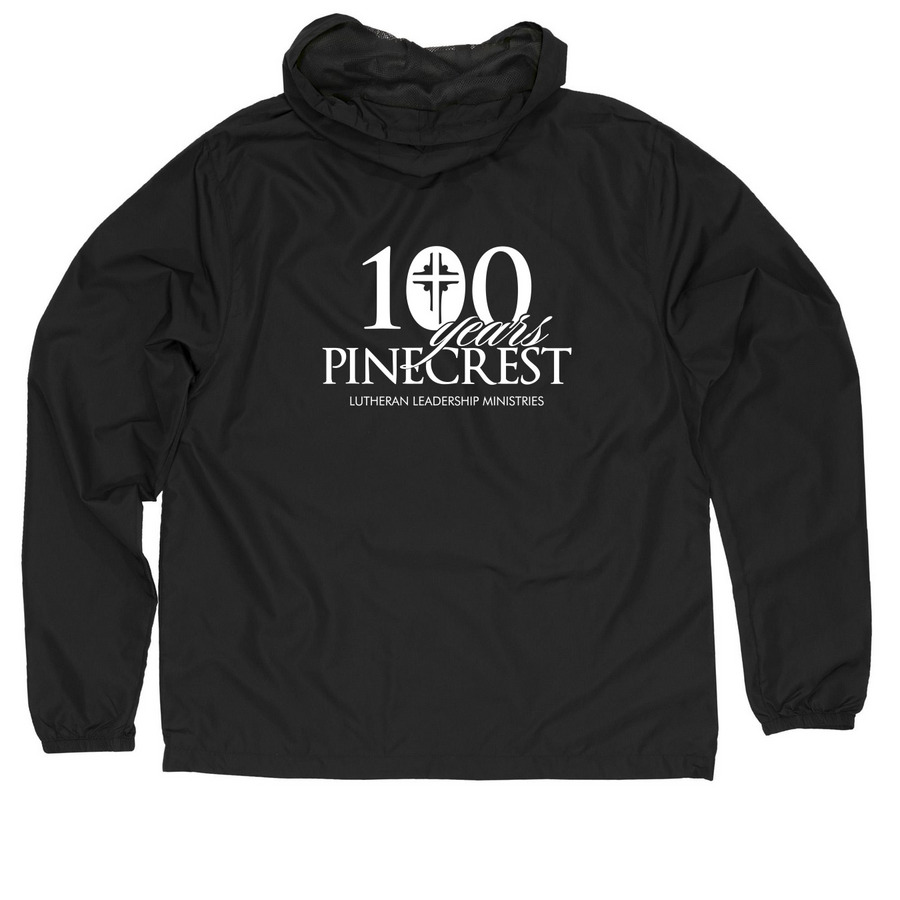 Pinecrest 100th Official Windbreaker, a Black Quarter-Zip Windbreaker (back-view)